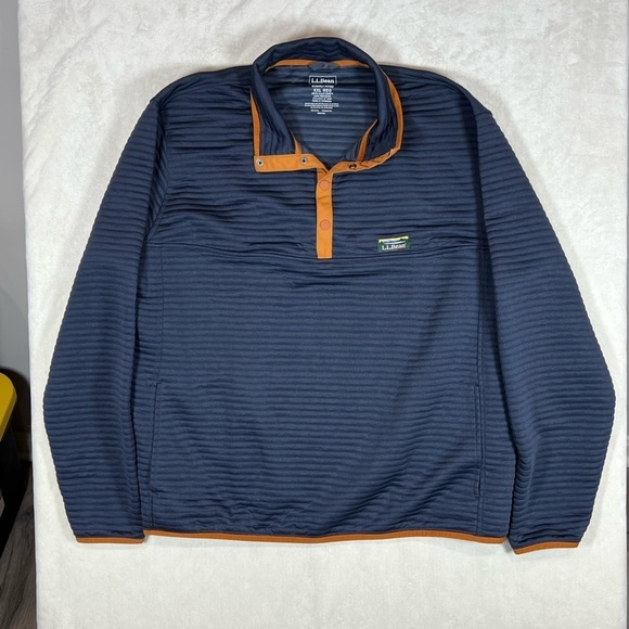 L.L. Bean XXL Airlight Knit Pullover Button Snap Pullover Sweater Front Logo C23 - Picture 1 of 9